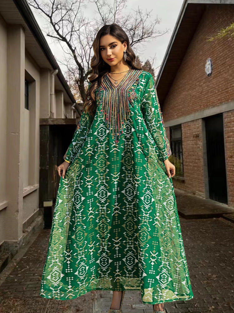 Net fabric embroidered dress