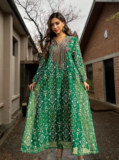 Net fabric embroidered dress