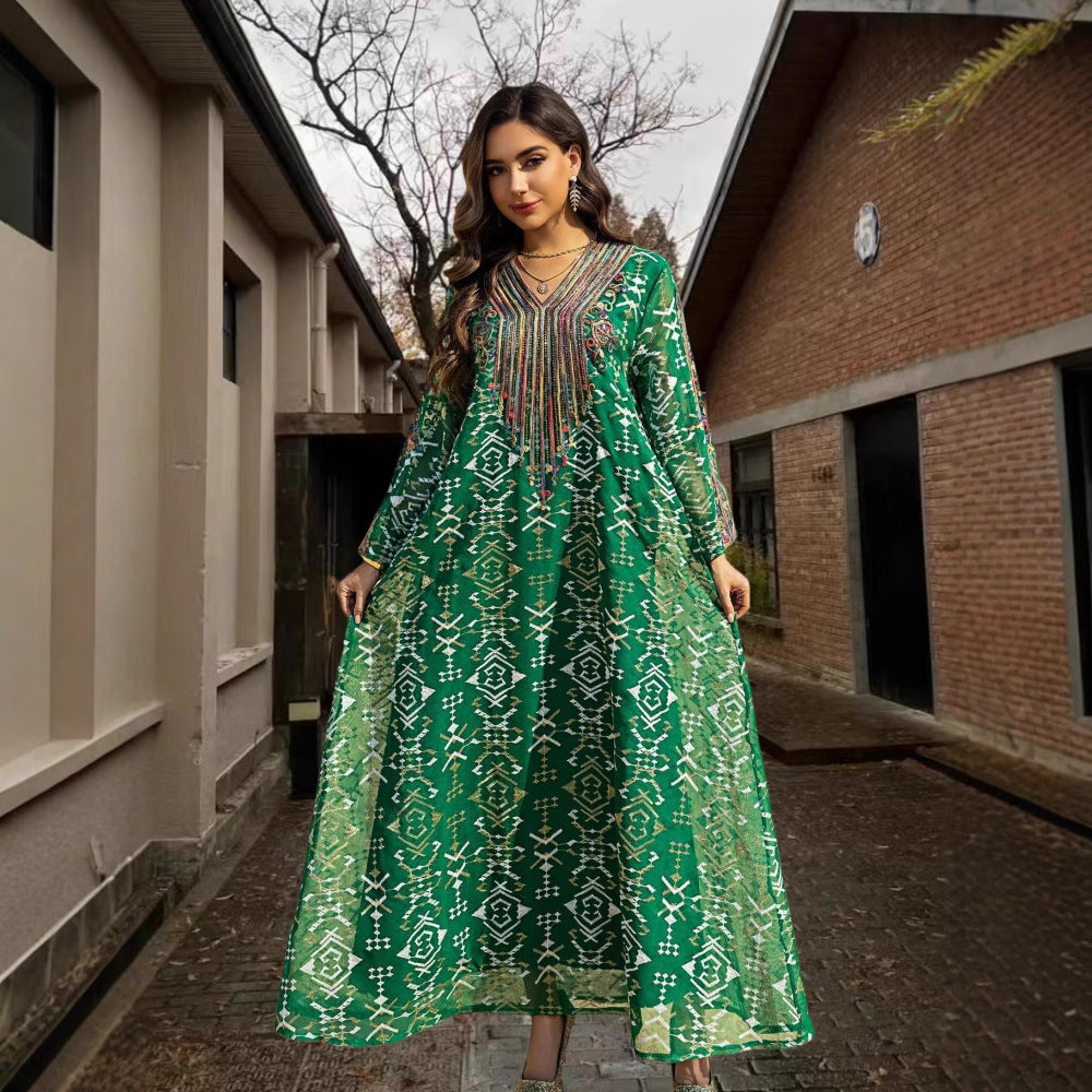 Net fabric embroidered dress