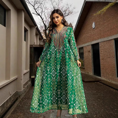 Net fabric embroidered dress