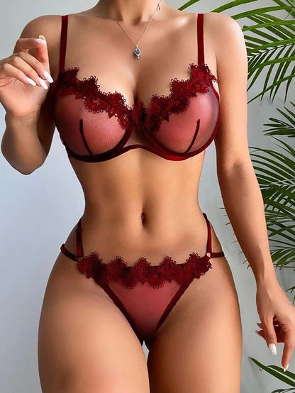 Net fabric see-through lace pajamas