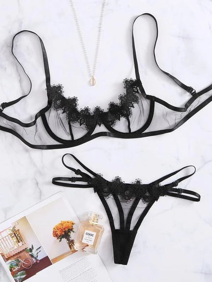Net fabric see-through lace pajamas