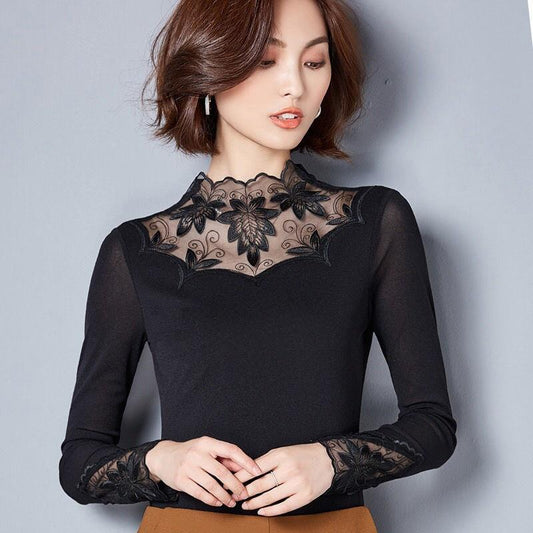 Net mesh lace base top for women