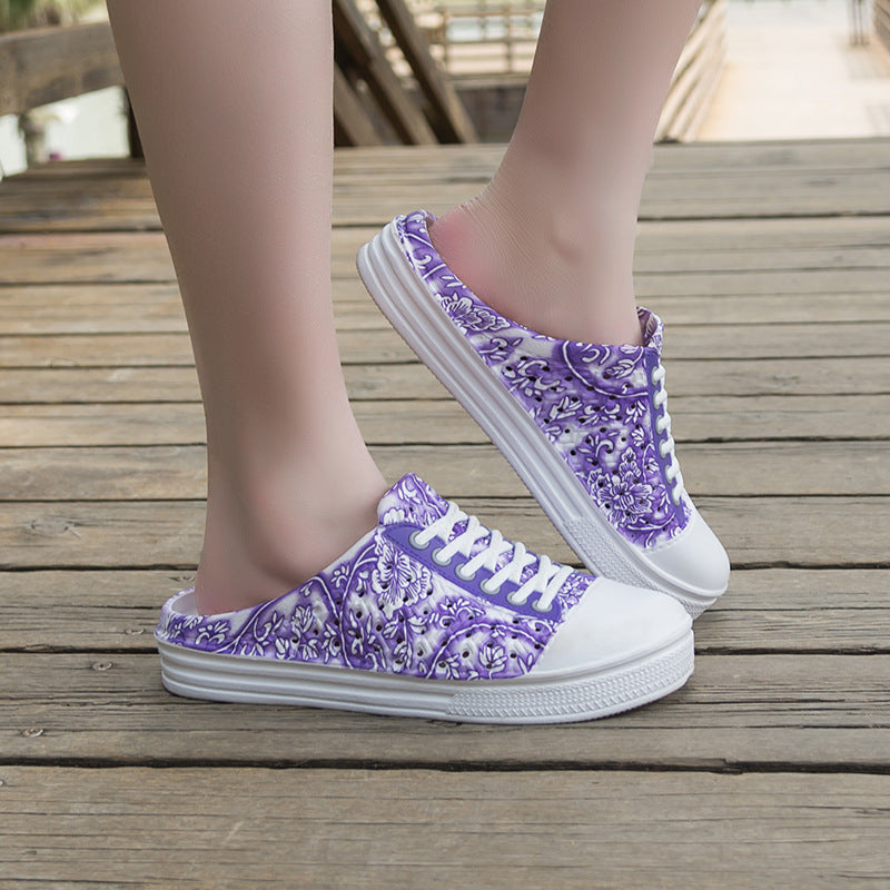 Netted flip-top women's shoes