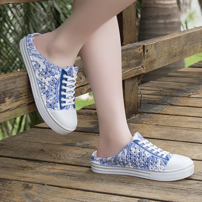 Netted flip-top women's shoes