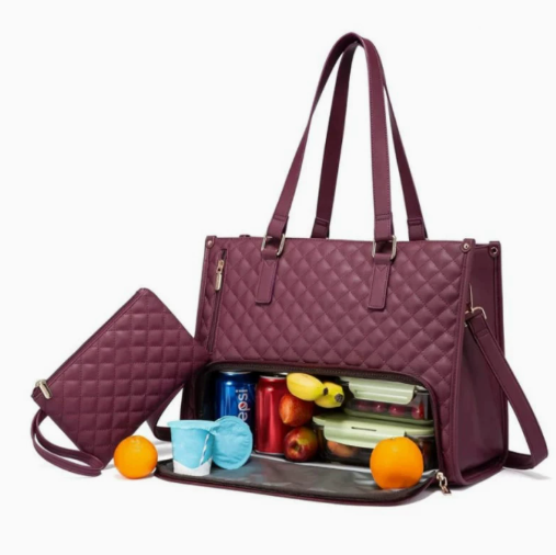 New 2 in 1 Handbag Lunch Bag Combination Bag Large Handbag Women's Thermal Insulation Lunch Box Women's Crossbody Computer Bag