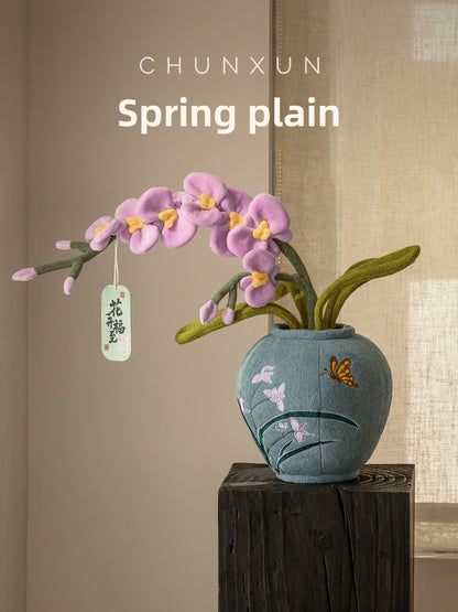 New Chinese Style Plush Phalaenopsis Orchid Home Decor