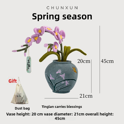 New Chinese Style Plush Phalaenopsis Orchid Home Decor