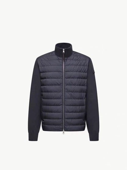 New down jacket with knitted patchwork design, lightweight
