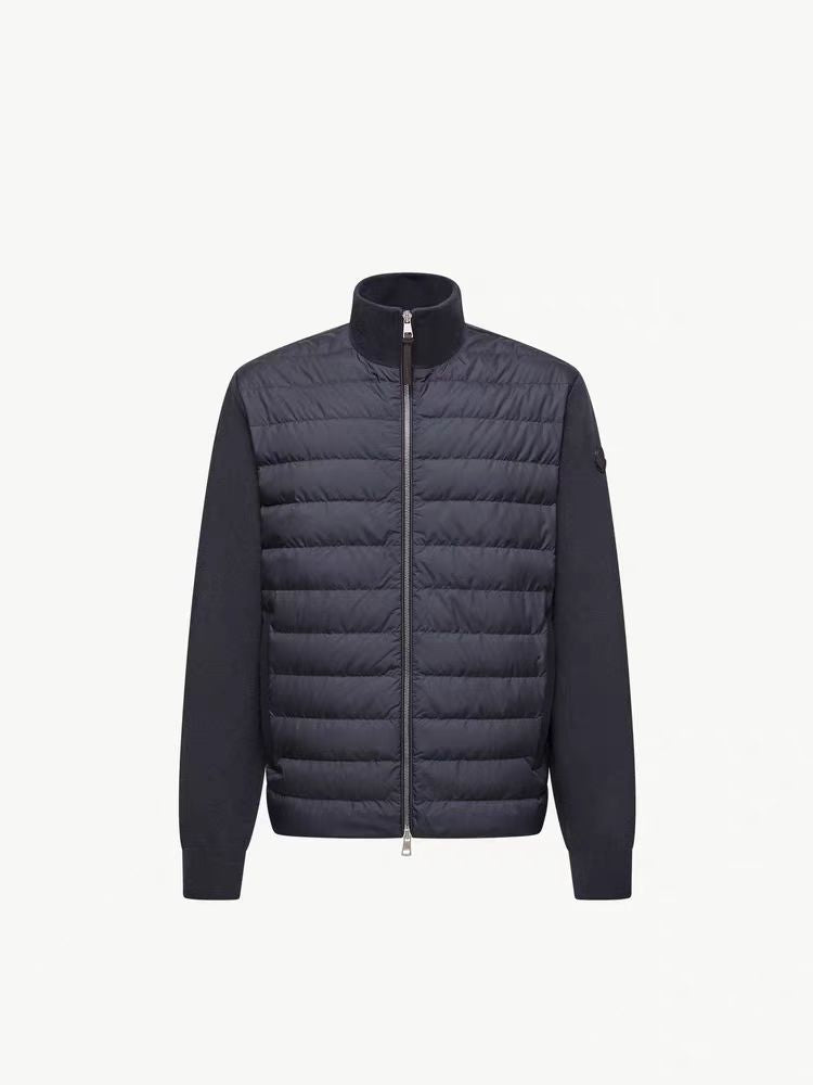New down jacket with knitted patchwork design, lightweight