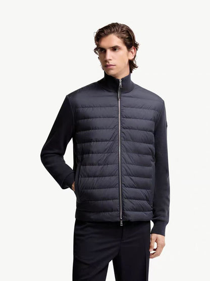 New down jacket with knitted patchwork design, lightweight