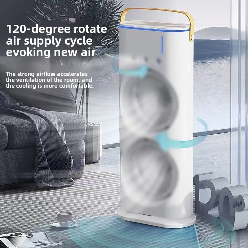 New dual-head spray fan USB charging for home and office use, low-frequency portable desktop remote control cooling fan