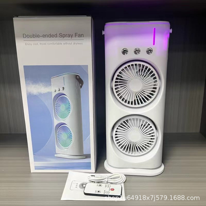 New dual-head spray fan USB charging for home and office use, low-frequency portable desktop remote control cooling fan