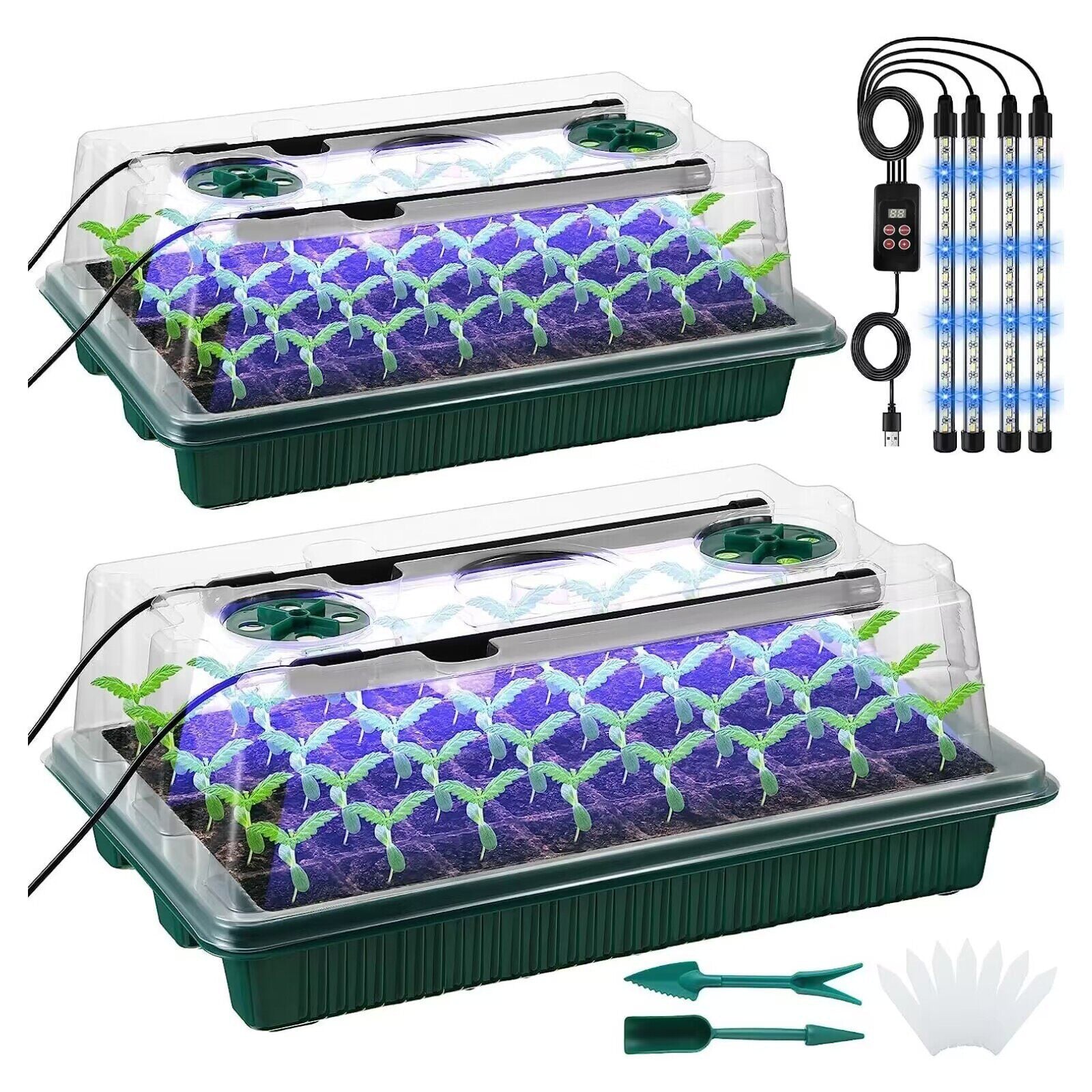 New Full-Spectrum Four-Bar Grow Light for Seedlings with a Cover, Cycle Timing, and Adjustable Brightness