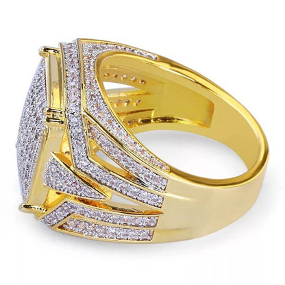 New Gold Plated Square Full Diamond Ring