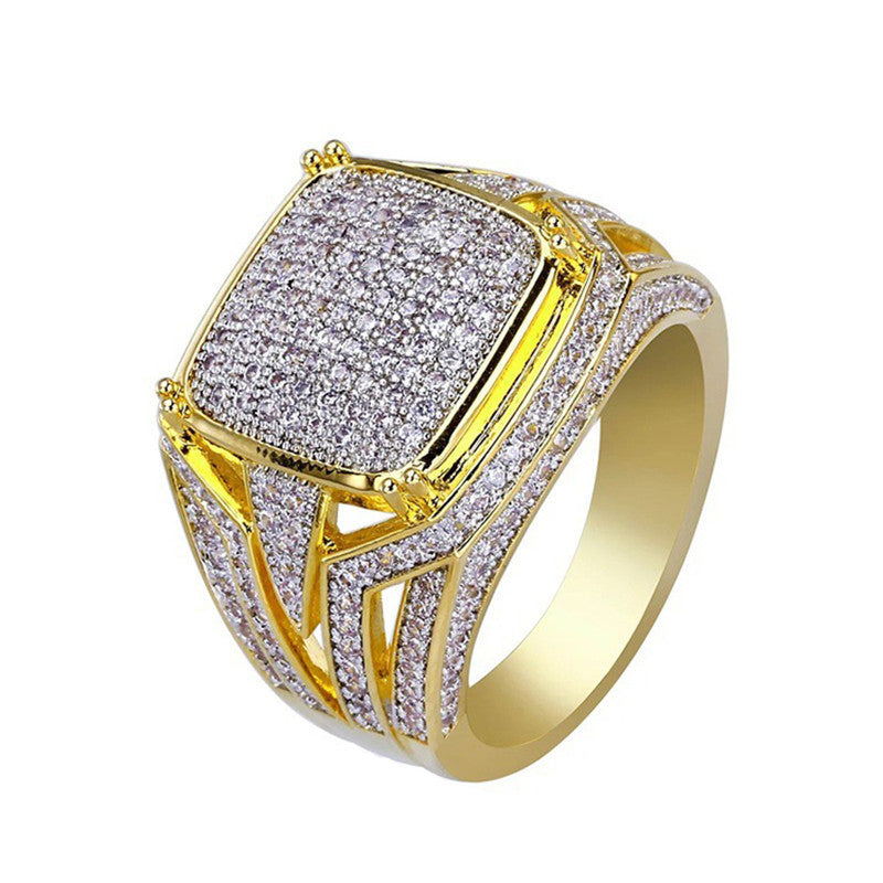 New Gold Plated Square Full Diamond Ring