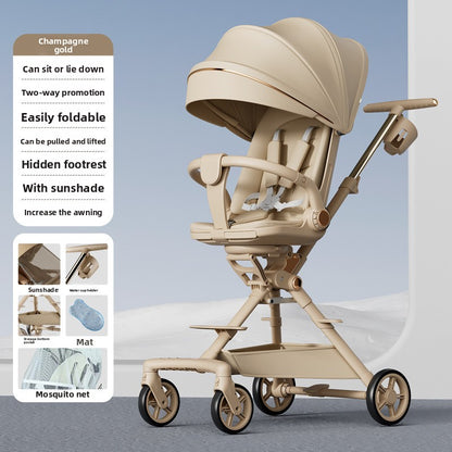 New multi-functional baby trolley trolley lightweight sitting and lying two-way implementation of men's and women's high landscape stroller