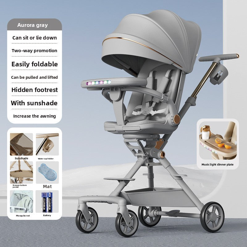 New multi-functional baby trolley trolley lightweight sitting and lying two-way implementation of men's and women's high landscape stroller