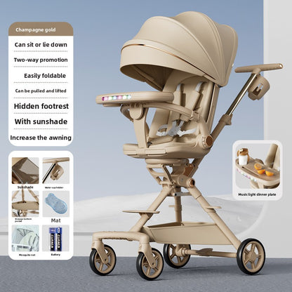 New multi-functional baby trolley trolley lightweight sitting and lying two-way implementation of men's and women's high landscape stroller