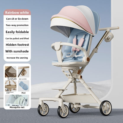 New multi-functional baby trolley trolley lightweight sitting and lying two-way implementation of men's and women's high landscape stroller