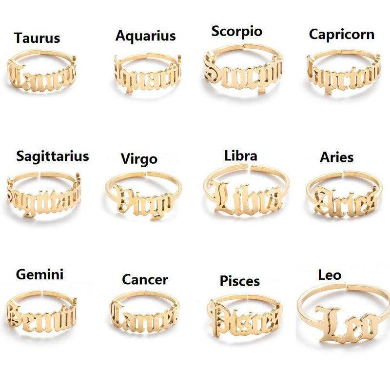 New Stainless Steel Zodiac Rings