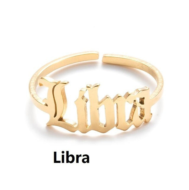New Stainless Steel Zodiac Rings