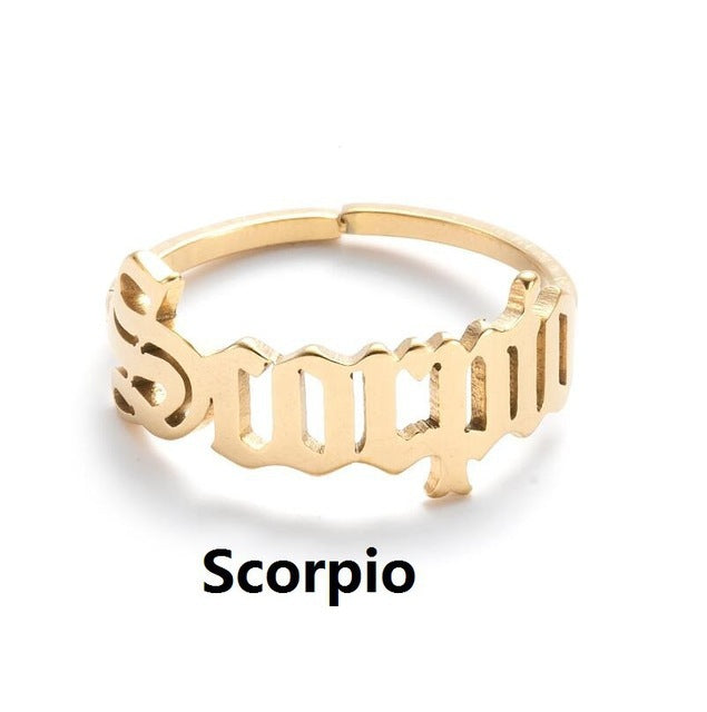 New Stainless Steel Zodiac Rings