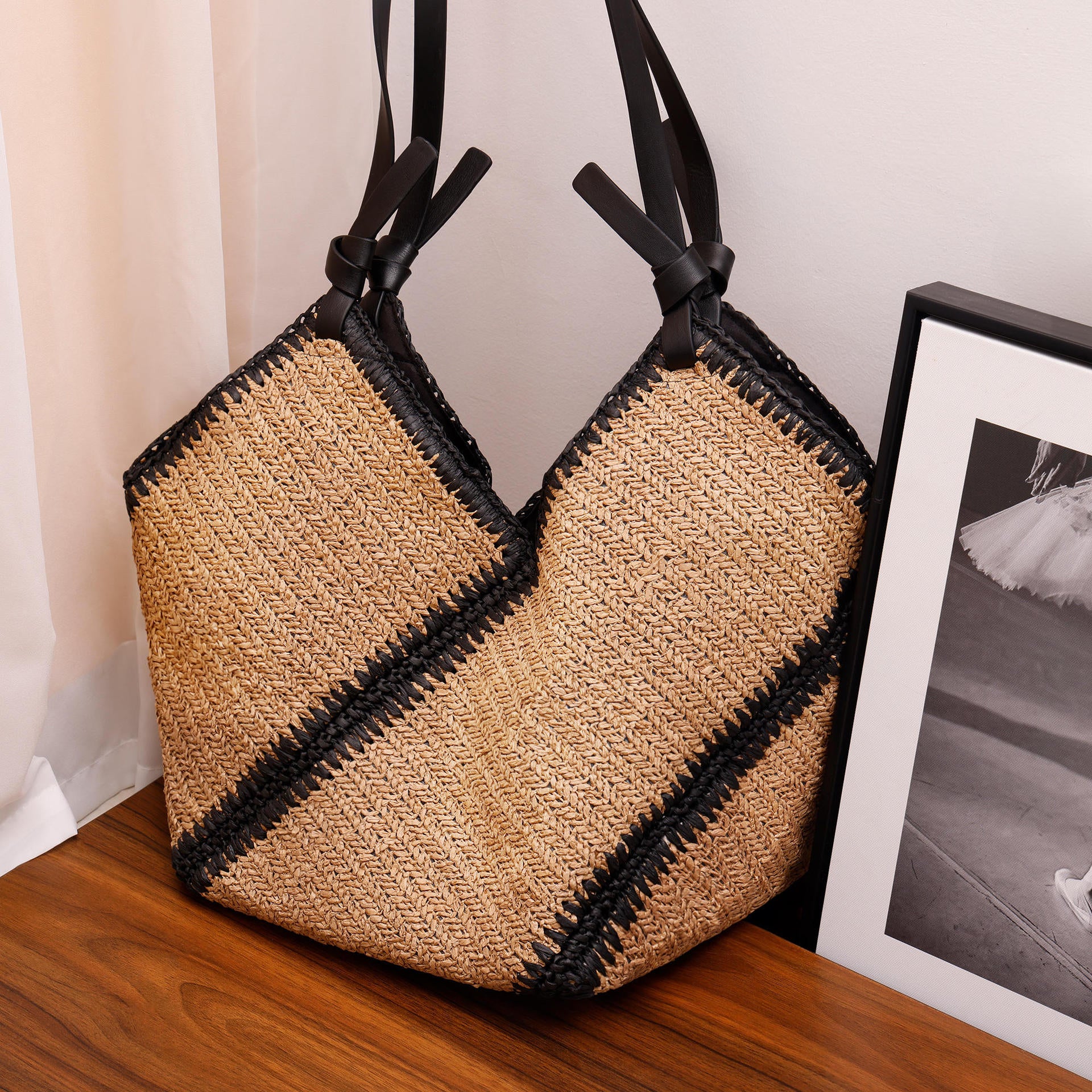 New Striped Straw Bag