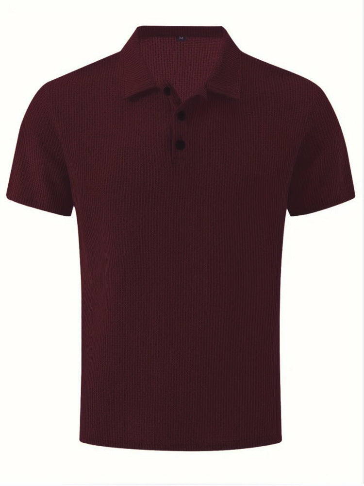 New Summer T-Shirt Polo Short-Sleeve High-End Mesh Ice Silk Short-Sleeve T-Shirt Men's Shirt Collar Summer Solid Color