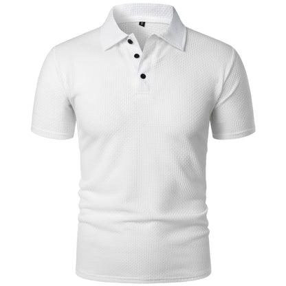 New Summer T-Shirt Polo Short-Sleeve High-End Mesh Ice Silk Short-Sleeve T-Shirt Men's Shirt Collar Summer Solid Color