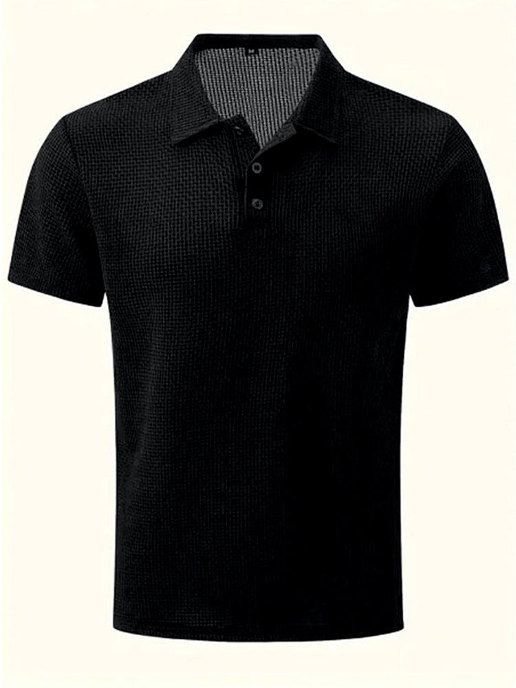 New Summer T-Shirt Polo Short-Sleeve High-End Mesh Ice Silk Short-Sleeve T-Shirt Men's Shirt Collar Summer Solid Color