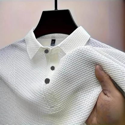 New Summer T-Shirt Polo Short-Sleeve High-End Mesh Ice Silk Short-Sleeve T-Shirt Men's Shirt Collar Summer Solid Color