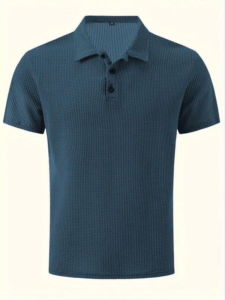 New Summer T-Shirt Polo Short-Sleeve High-End Mesh Ice Silk Short-Sleeve T-Shirt Men's Shirt Collar Summer Solid Color