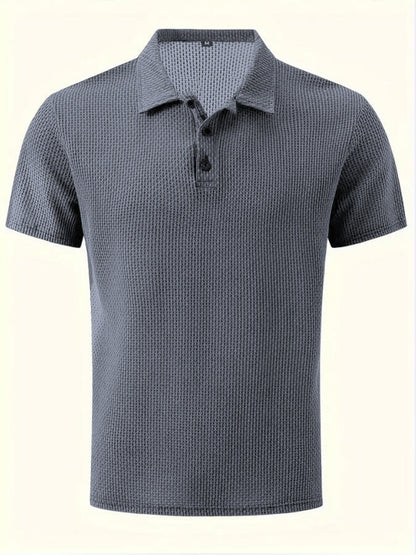 New Summer T-Shirt Polo Short-Sleeve High-End Mesh Ice Silk Short-Sleeve T-Shirt Men's Shirt Collar Summer Solid Color
