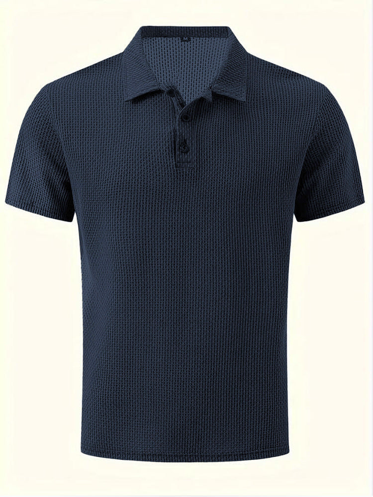 New Summer T-Shirt Polo Short-Sleeve High-End Mesh Ice Silk Short-Sleeve T-Shirt Men's Shirt Collar Summer Solid Color
