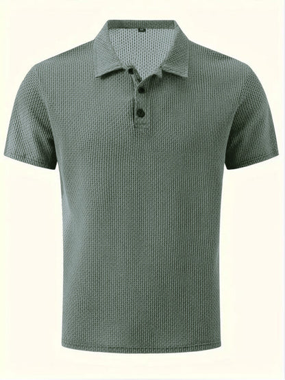 New Summer T-Shirt Polo Short-Sleeve High-End Mesh Ice Silk Short-Sleeve T-Shirt Men's Shirt Collar Summer Solid Color
