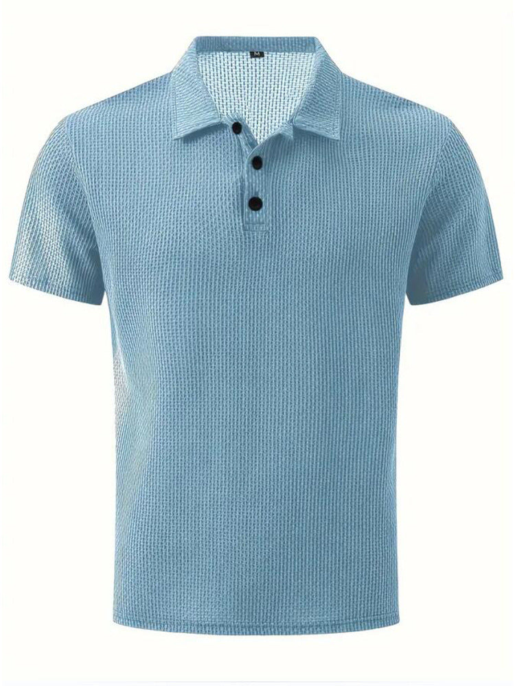 New Summer T-Shirt Polo Short-Sleeve High-End Mesh Ice Silk Short-Sleeve T-Shirt Men's Shirt Collar Summer Solid Color