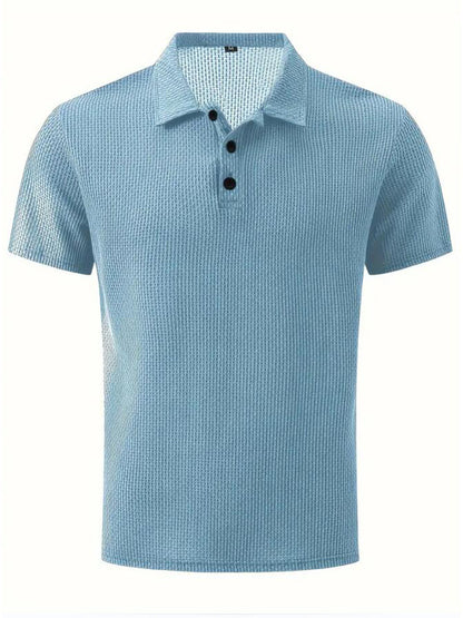 New Summer T-Shirt Polo Short-Sleeve High-End Mesh Ice Silk Short-Sleeve T-Shirt Men's Shirt Collar Summer Solid Color