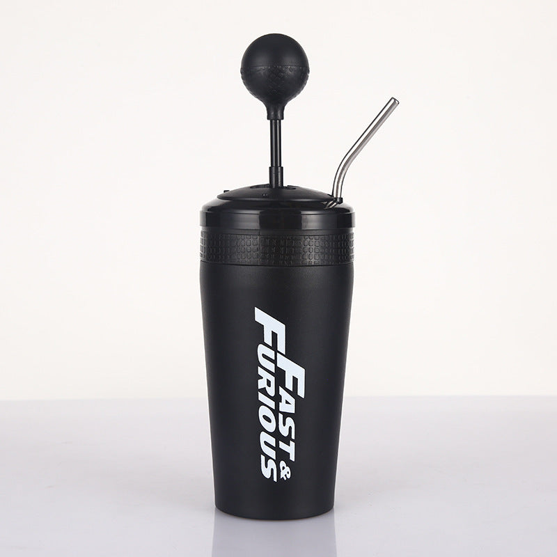 New Vacuum 304 Stainless Steel Car Fun Gear Cup Straw Coffee Cup Kidsren's Passion Straw Fun Cup