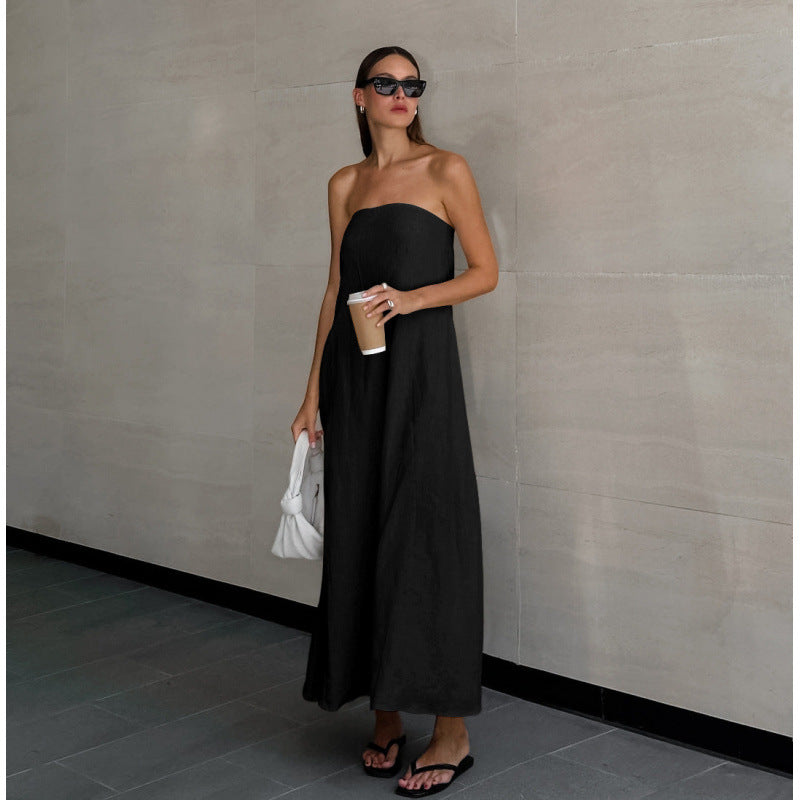 New Women's Cotton-Linen High-Waisted Dress, Casual and Sleeveless