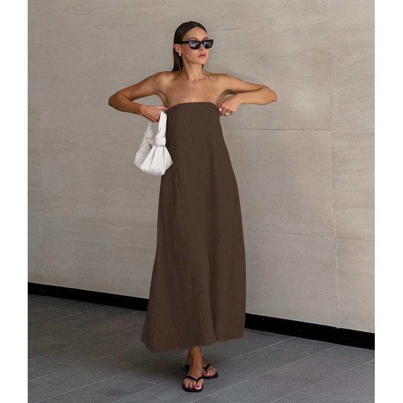 New Women's Cotton-Linen High-Waisted Dress, Casual and Sleeveless