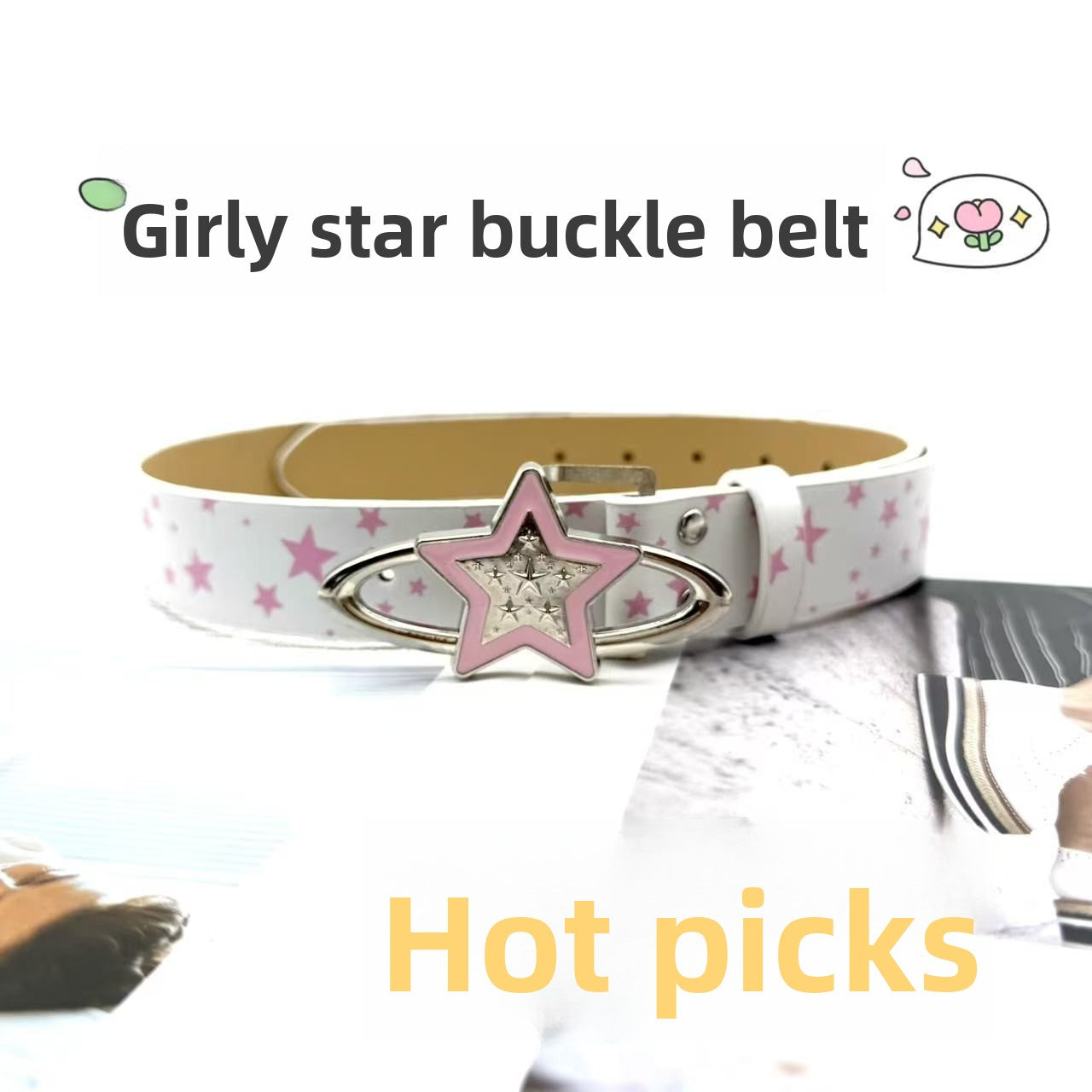 New Y2K Sweet Girl Star Buckle Belt