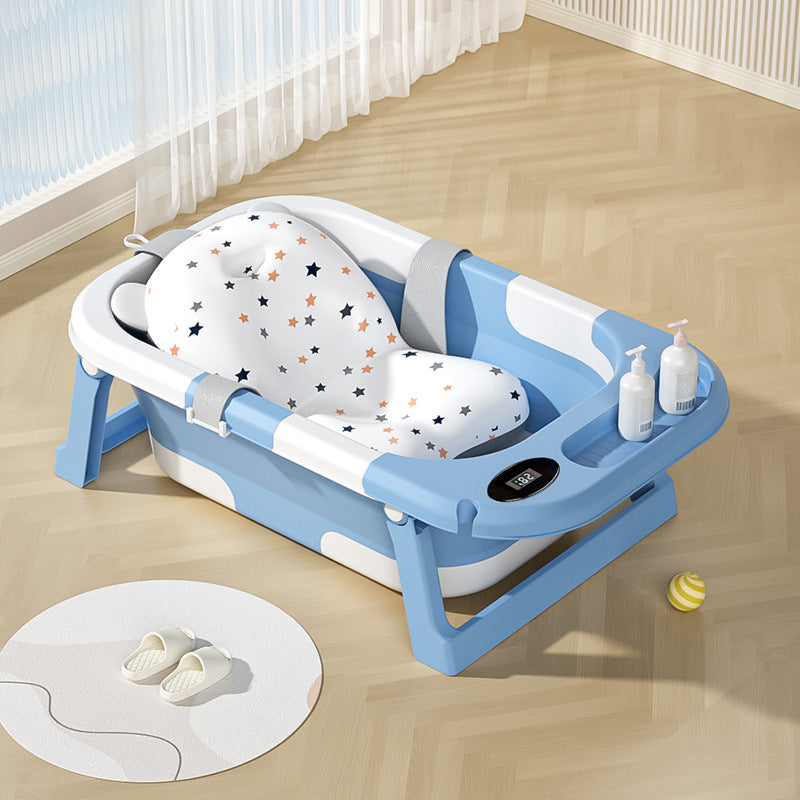 Newborn Baby Bath Tub with Temperature Sensor and Foldable Design