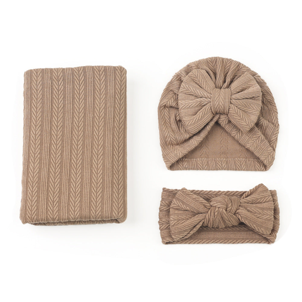 Newborn Swaddle Blanket with Bunny Ears and Bonnet