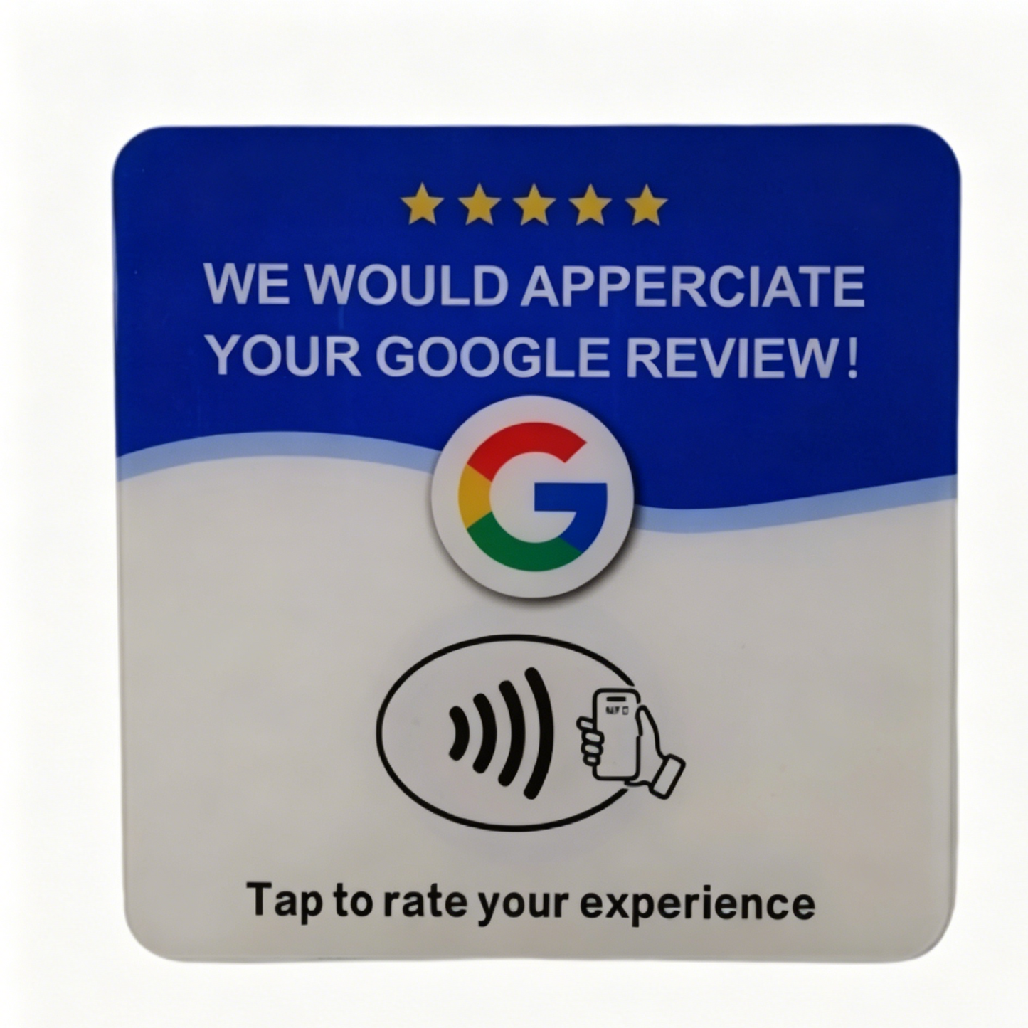NFC Acrylic Tap-to-Scan Google Review Card