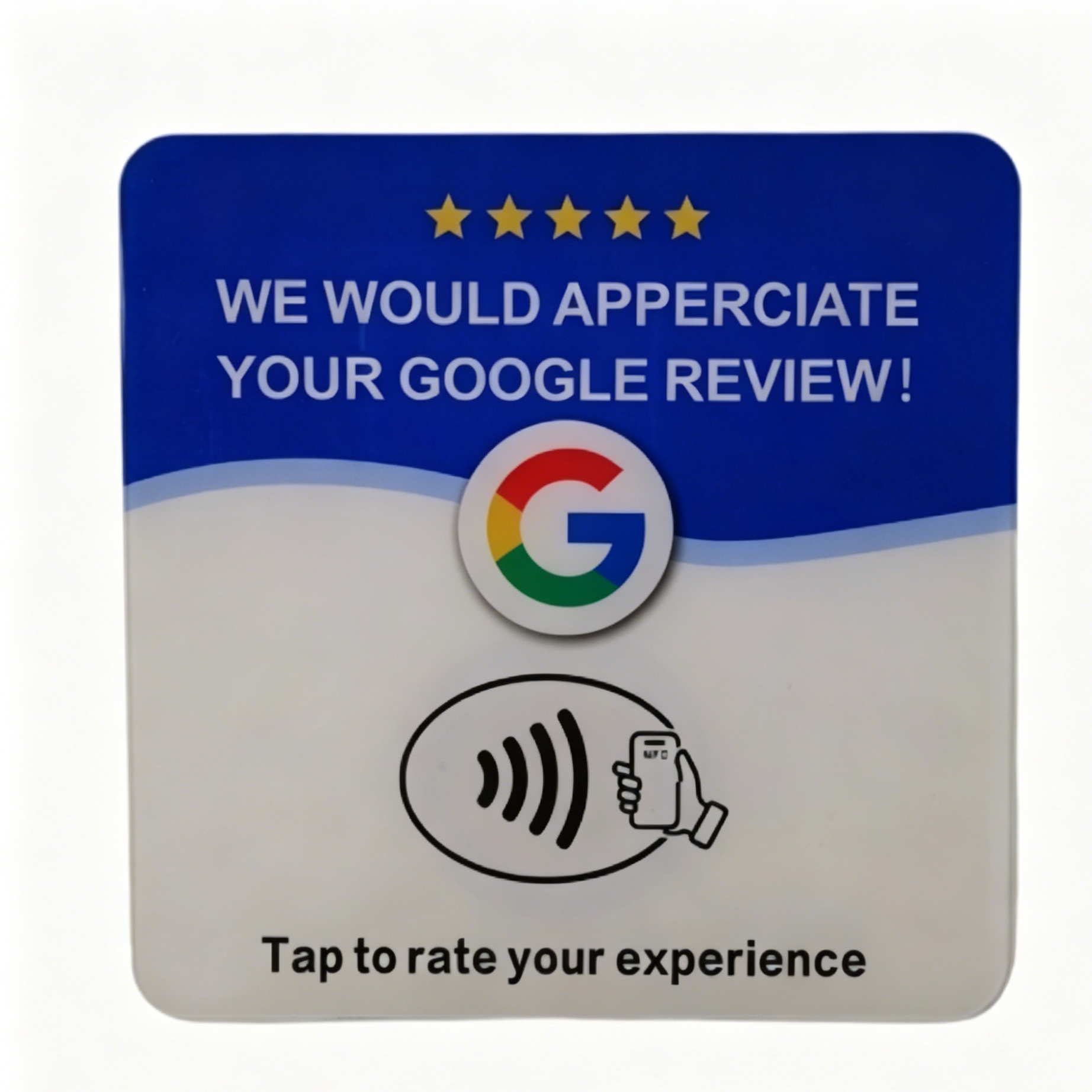 NFC Acrylic Tap-to-Scan Google Review Card