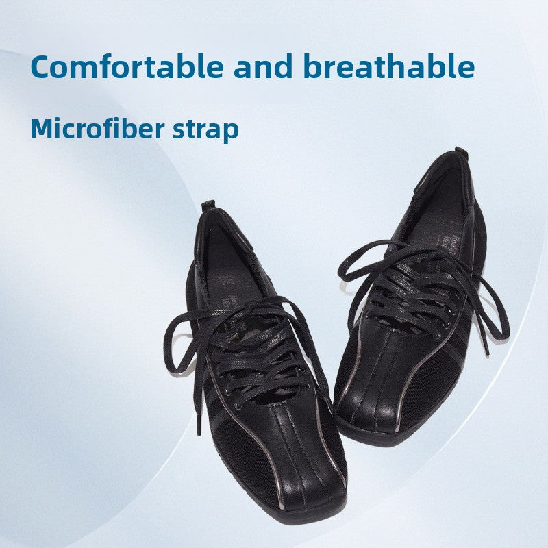 Niche square-toe cross-strap ballet flats