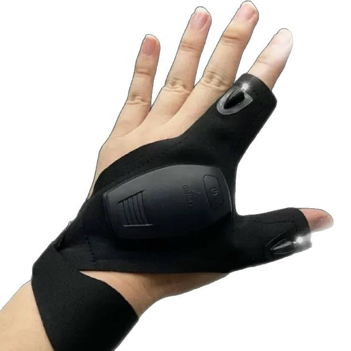 Night fishing with a flashlight glove