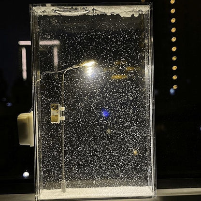 Night light snow scene street lamp
