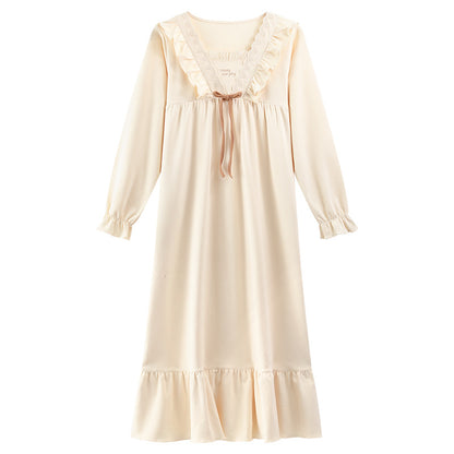 Nightgown for Women, Spring and Autumn, Pure Cotton, 2025 New Style, Long-Sleeved, Long Dress, Ladylike Style, Plus Size, Loose Fit, Maternity Loungewear